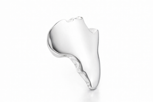 Silver Africa Map ring with a unique design on a white background