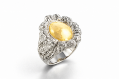 14k Yellow Gold and silver sun ring