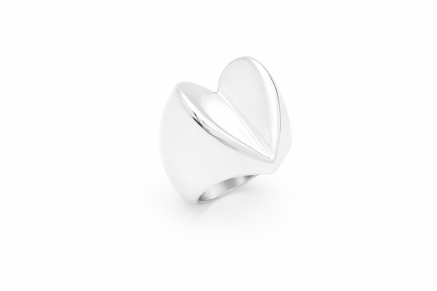 Heart Ring called "a Piece of My Heart" in Sterling silver against white background