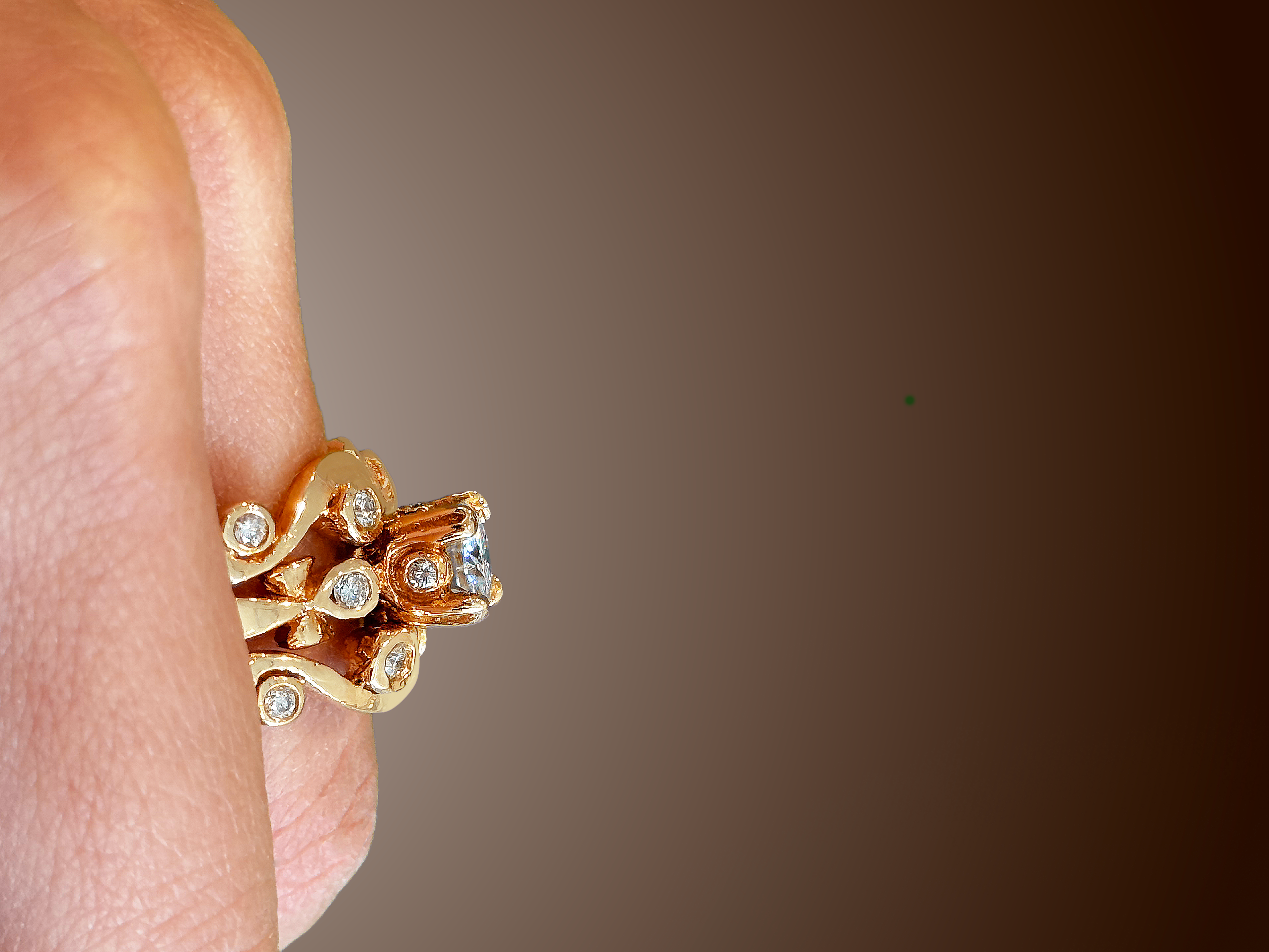 18k yellow gold 2 part engagement ring