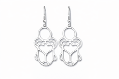 Silver scarab earrings on a white background