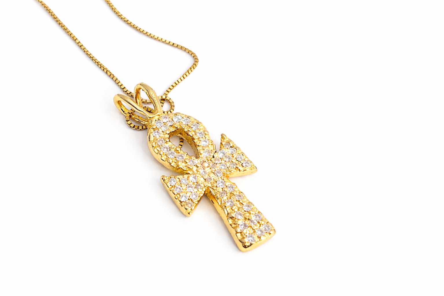 Mini Ankh Pendant w Diamonds