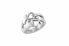 A sterling Silver friendship ring featuring two hands holding two ankhs representing two people supporting each other in life.