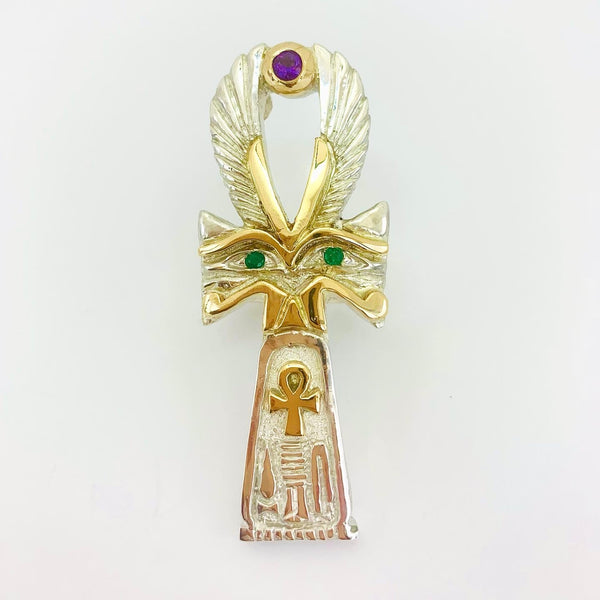 Eye of Heru Ankh Ring XL (Silver & Gold)