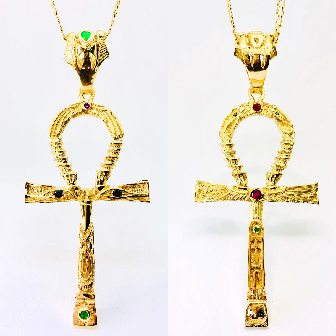 Master Key Ankh Pendant (2 sided) 14k Gold