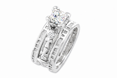 Diamond two part ring with a white background