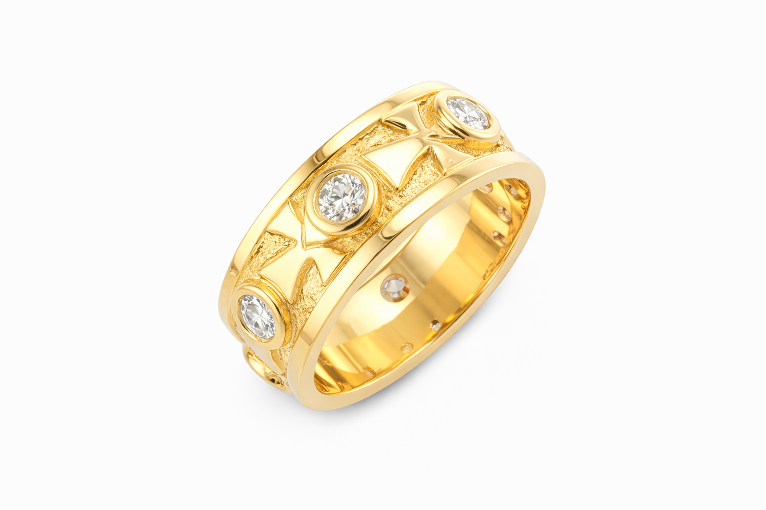 Classic Ankh Band with Large Diamonds