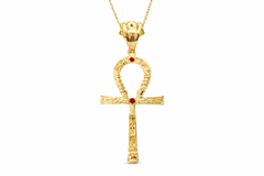 Reversible Master Key Ankh Pendant | Thin Gold Version