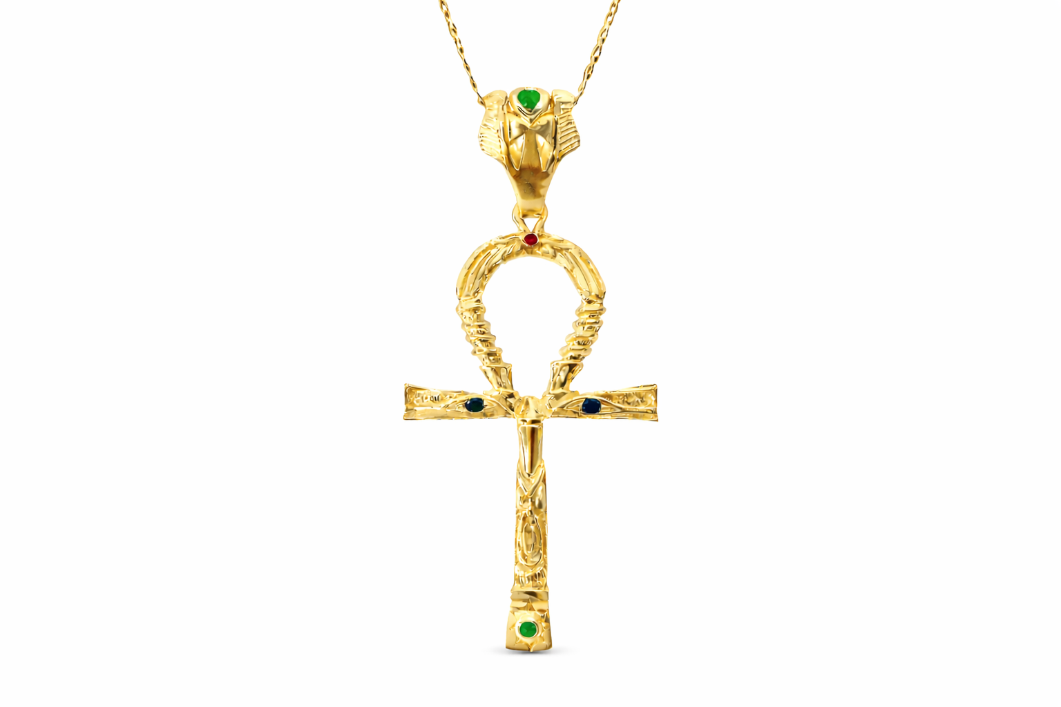 Reversible Master Key Ankh Pendant | Thin Gold Version