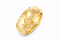 Etched Sankofa Wedding Band in 18k Yellow gold- Adinkra