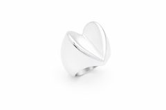 Heart Ring called "a Piece of My Heart" in Sterling silver against  white background