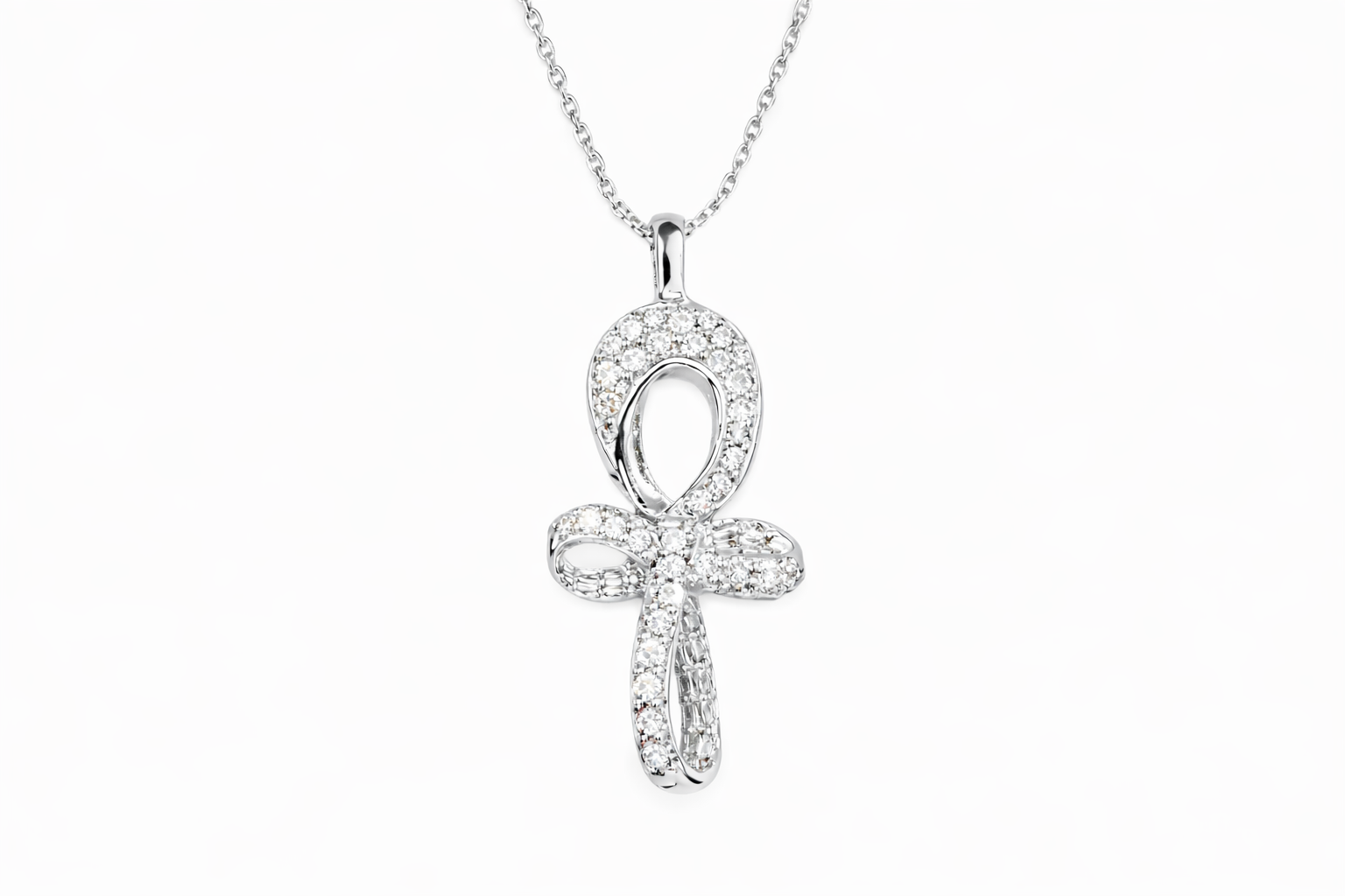 18k White gold ankh in the shape of two infinity symbols