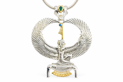 Large Maat Pendant with Curved Wings on a white background