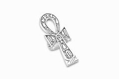 Sterling silver Large Ankh Life Prosperity & Health Ring in Egyptian hieroglyphics.