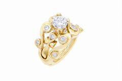 18k yellow Gold 2 part ring featuring Ankhs and the Adinkra symbol Sankofa
