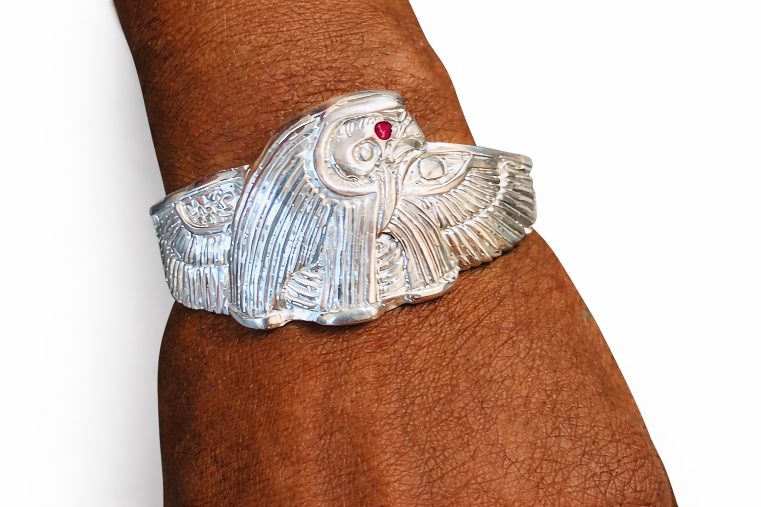 horus heru cuff on wrist in sterling silver