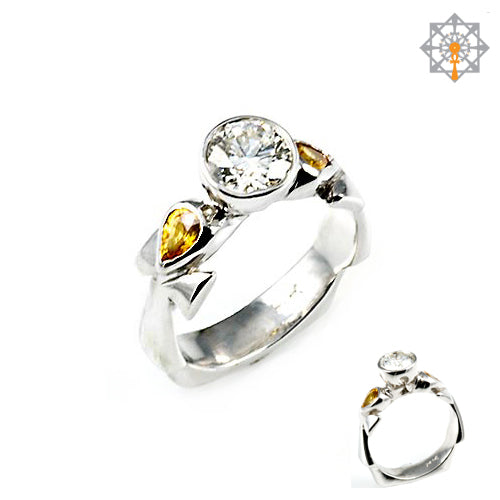 3-Stone Ankh Engagement Ring