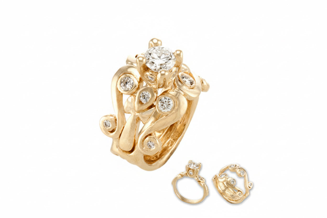 Sankofa Ankh Two Part Engagement Ring