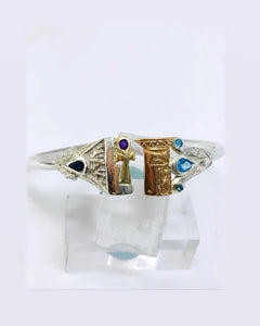 Sacred Woman Bangle | Gold with Sterling Silver