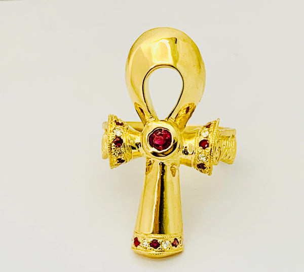 Ankh Ring (alternating stones)