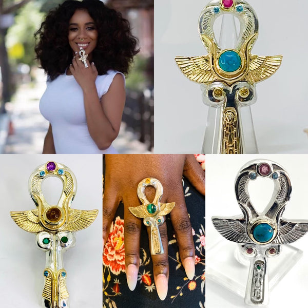 Goddess Ankh XL Ring (14k/Sterling Silver)