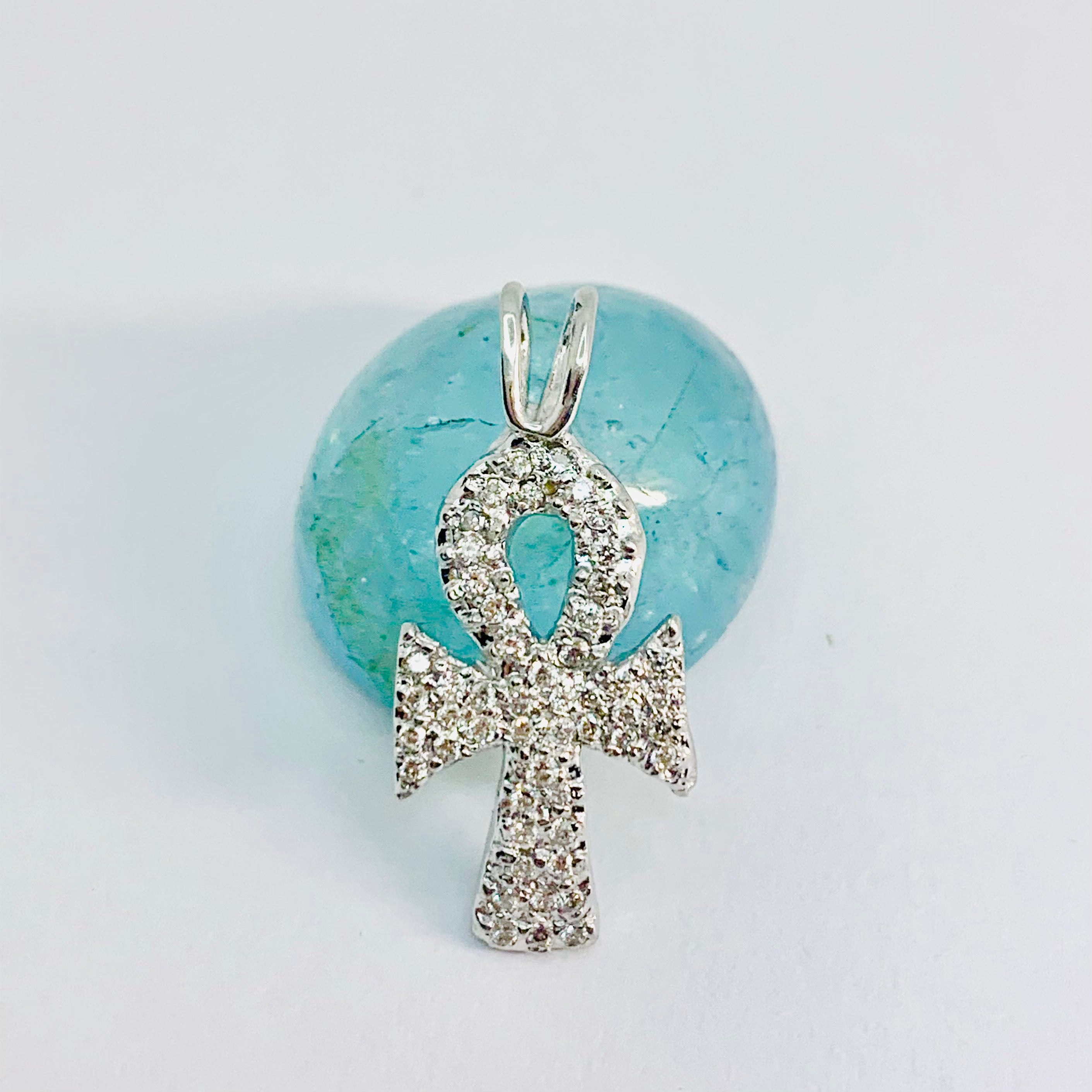 Mini Ankh Pendant w Diamonds