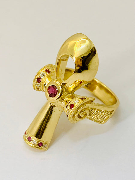Ankh Ring (alternating stones)
