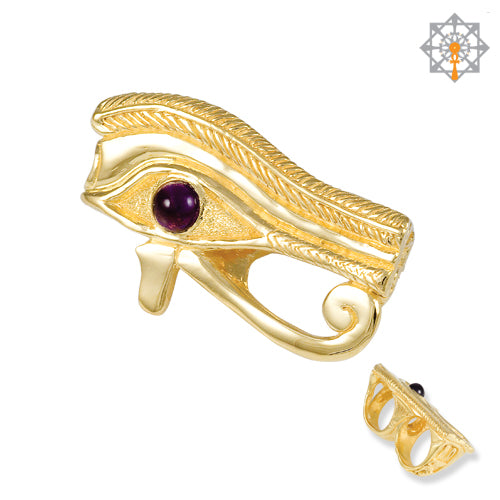 Gold Eye of Heru Two Finger Ring