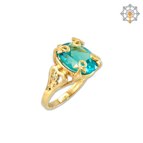 Green Topaz Diamond 18ct Yellow Gold Dress Ring 00300007 | Orton Jewellery