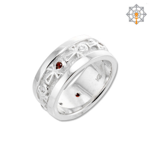 Classic Ankh Band w/ White Gold Borders